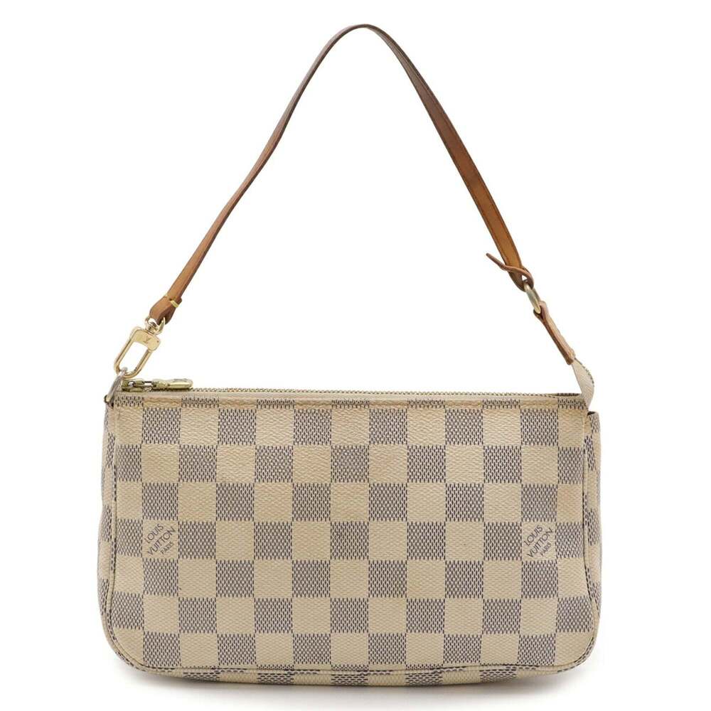 LOUIS VUITTON Damier Azur Pochette Accessory Bag Pouch Handbag Shoulder N51986 - Picture 2 of 9